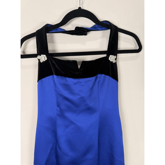 Vintage 90’s Zuma Zuma by Niki Livas Blue & Black Mermaid Prom Dress Juniors 3/4 - Picture 2 of 11